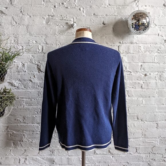 90s Vintage Navy Button Down Cardigan Sweater - Picture 5 of 6